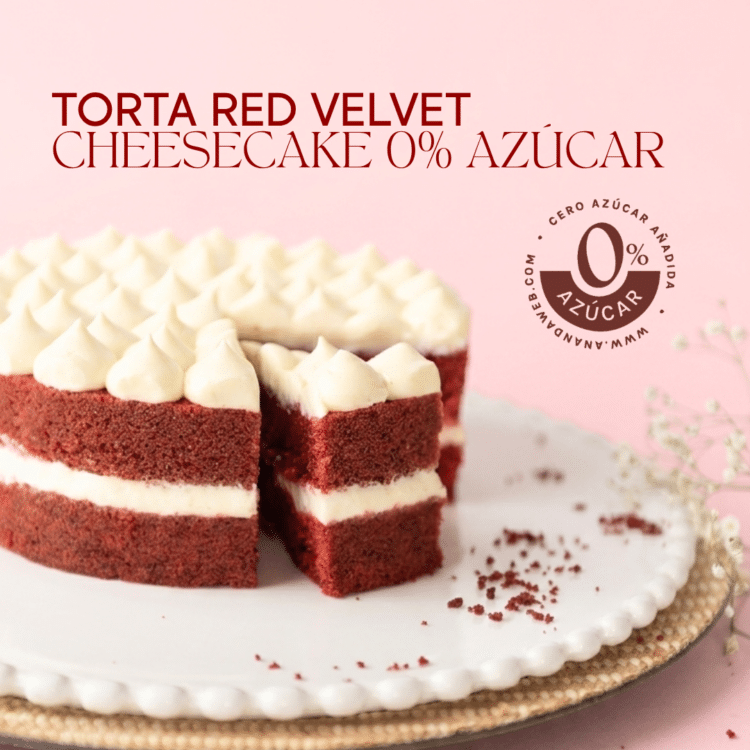 Torta Red Velvet Cheesecake 0% Azúcar